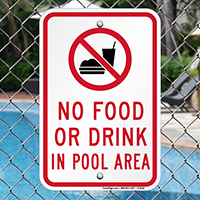 No Food Or Drink In Pool Area Signs