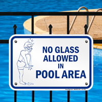 No Glass Allowed in Pool Area Signs