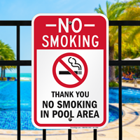 No Smoking In Pool Area Signs