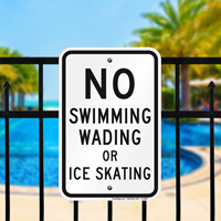No Swimming Wading Signs