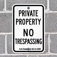 South Carolina No Trespassing Sign