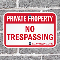 South Carolina Private Property Sign