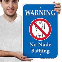 Warning No Nude Bathing Swimsuit Signs with Symbol