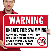 Warning Unsafe For Swimming Pool Signs