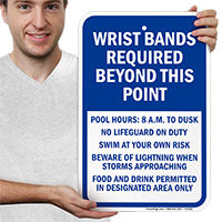 Wrist Bands Required Beyond This Point Pool Signs