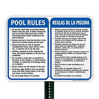 Bilingual Pool Rules, Shower Before Entering Sign