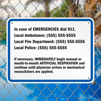 Custom Emergency Contact Information Sign