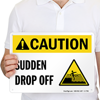 Caution Sudden Drop Off Pool Sign