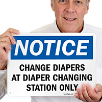 Change Diapers At Changing Station Pool Sign