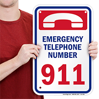 California Emergency Telephone Number 911 Sign