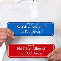 No Glass Allowed In Pool Area Wall Sign