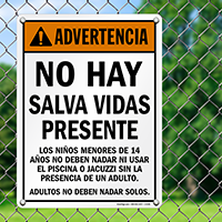 Advertencia No Hay Salva Vidas Presente Spanish Sign