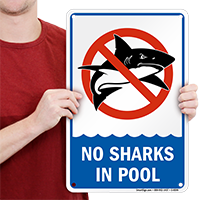 No Sharks In Pool Sign