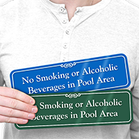 No Smoking, Alcoholic Beverages In Pool Area Sign