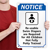 Notice Swim Diapers Required Pool Sign