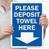 Please Deposit Towel Here Pool Rules Sign