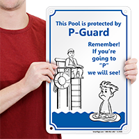 Pool Protected by P Guard Sign