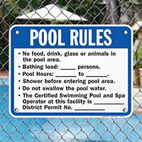 Washington DC Pool Rules Sign