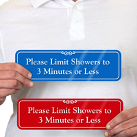 Showers Limit to 3 Minutes or Less Sign