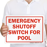 Emergency Shutoff Switch For Pools Sign