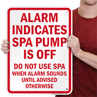 Do Not Use Spa when Alarm Sounds Sign