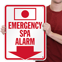 Emergency Spa Alarm Sign (with Arrow)