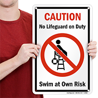 Caution No Lifeguard On Duty Sign