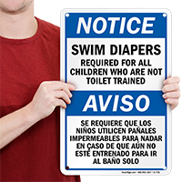 Bilingual Swim Diapers Required For All Children Sign