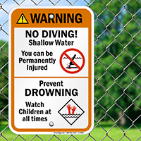 Warning No Diving Signs
