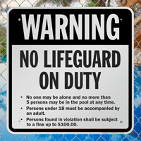 Kentucky No Lifeguard On Duty Pool Sign