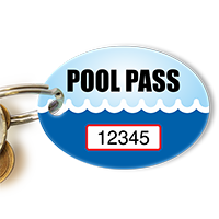 Pool Pass In Oval Shape, Waves Print