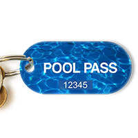 Pool Pass Deep Blue Tag, Rounded Rectangular