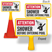 Attention Shower Before Entering Pool ConeBoss Pool Sign