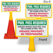 Pool Pass Required No Trespassing ConeBoss Pool Sign