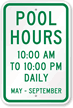 Pool Hours Sign