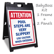 Attention Pool Steps Slippery Sign