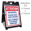 Attention Pool Surface Slippery Sign