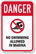 Danger No Swimming Allowed In Marina Sign