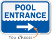 Directional Swimming Pool Entrance Sign