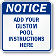 Personalized Pool Instructions Notice Sign