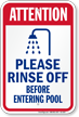 Please Rinse Off Before Entering Pool Sign