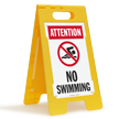 Attention No Swimming Floor Sign