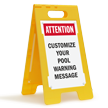 Attention Pool Warning Message Custom Floor Sign