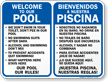 Bilingual Private Pool Area Rules Sign
