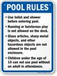 Pool Rules Sign for California