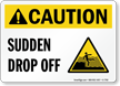 Caution Sudden Drop Off Pool Sign