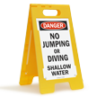 Danger No Jumping Or Diving Shallow Water Floor Sign