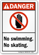 Danger No Swimming Skating Sign