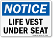 Life Vest Under Seat Sign