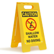 Shallow Water No Diving Caution Standing Floor Sign